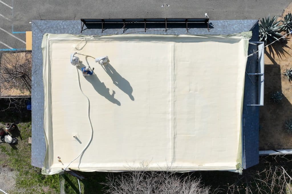 spray-foam-roofing-in -progress